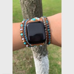 Apple watch, 5 wrap boho wrist band, turquoise color. NWOT